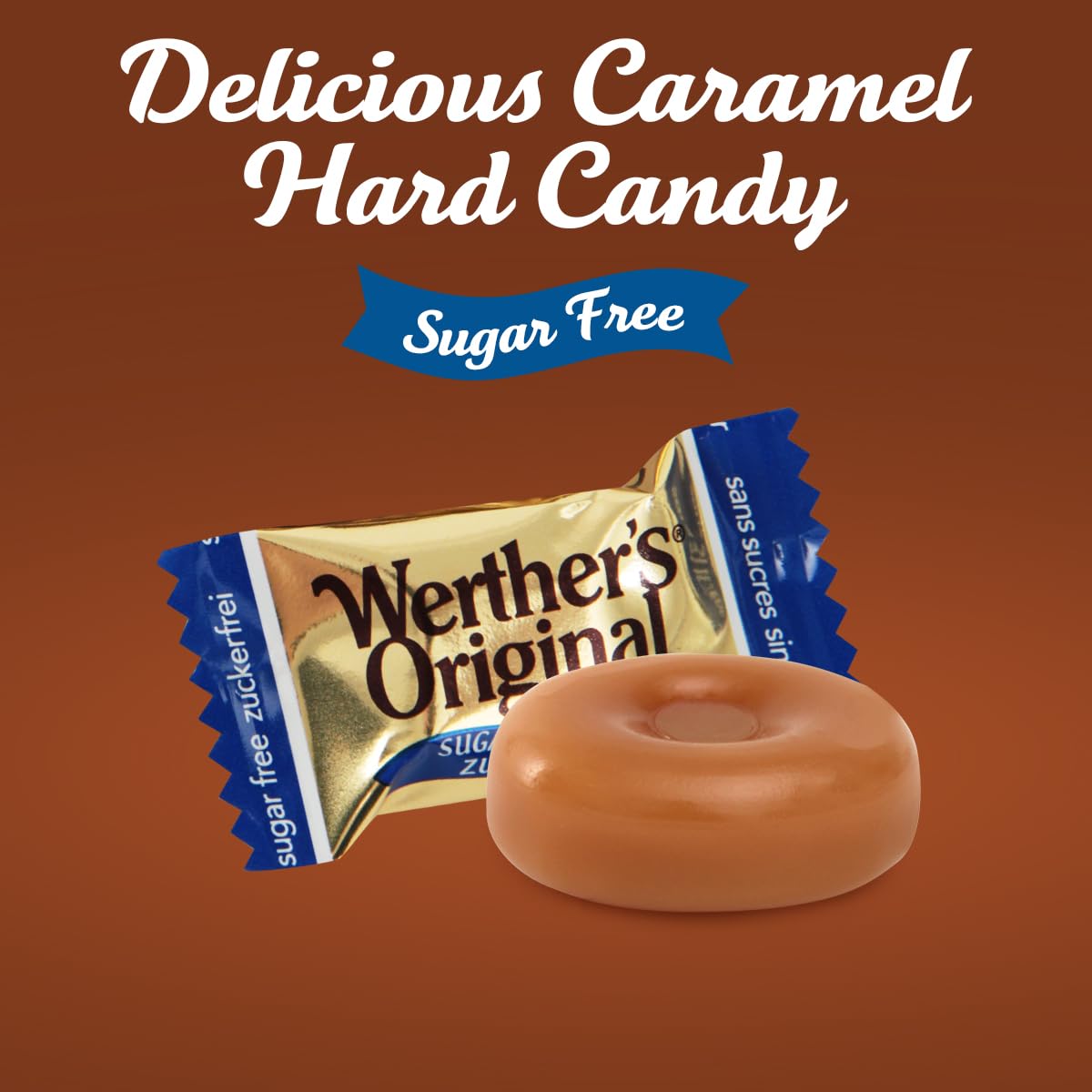 GEEOOLLAH Werther’s Original sugar-free caramel bites packaging.