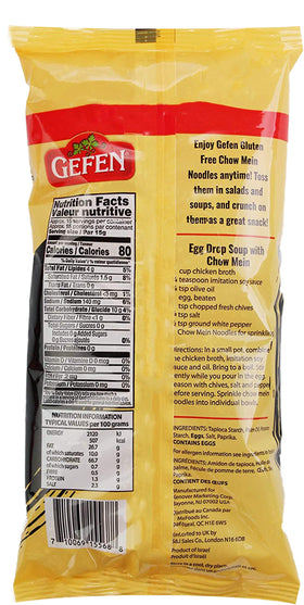 Gefen gluten-free chow mein noodles with crisp texture ideal for salads and soups.