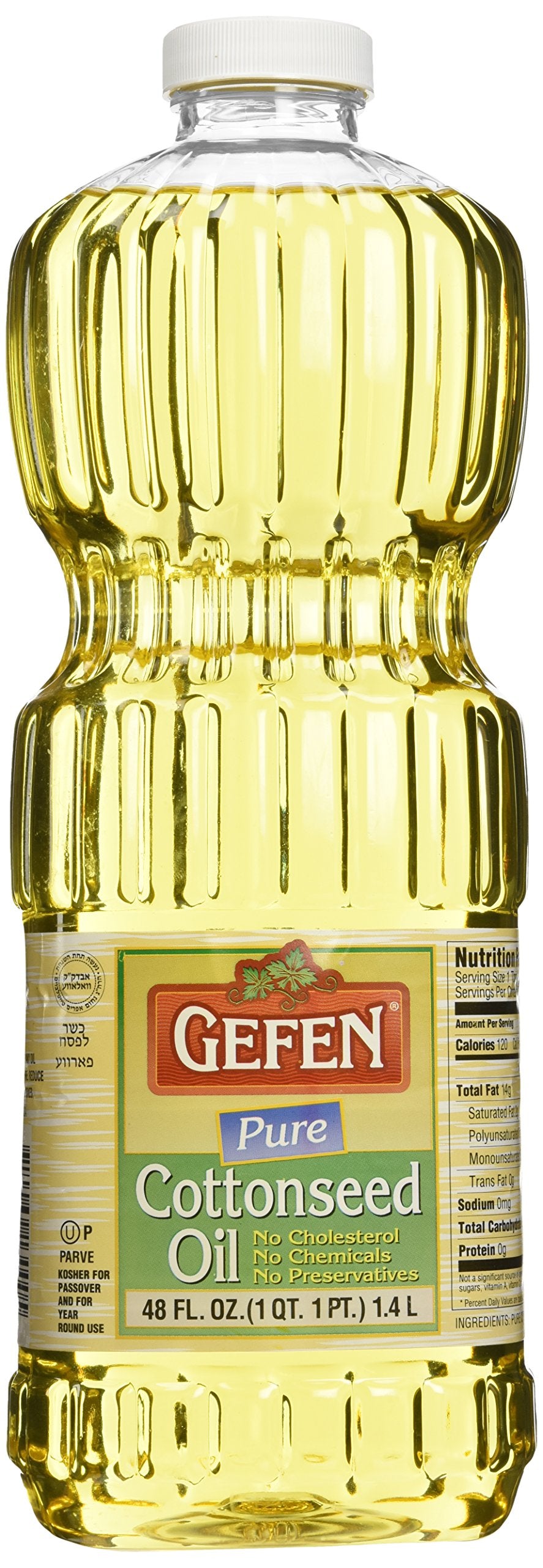 Gefen Pure Cottonseed Oil 48oz bottle for frying and versatile cooking