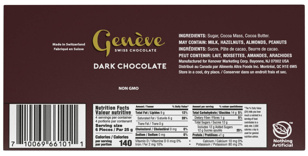 Gefen Geneve Swiss vegan dark chocolate close-up showing rich, creamy texture ideal for desserts.