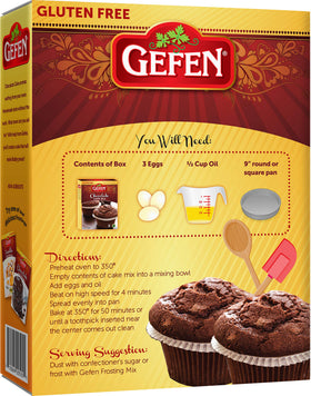 Gefen brownie fudge cake mix served plate ready for dessert.