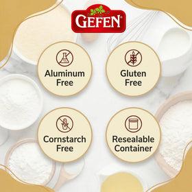 Close-up of cake batter rising using Gefen aluminum-free baking powder.