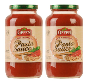 Gefen classic marinara bottle closeup showing rich tomato flavor and EVOO base.