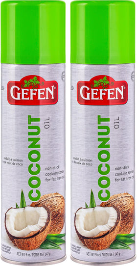 Gefen coconut oil cooking spray bottle top for even application and easy cleanup.