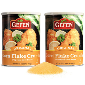Gefen corn flake crumbs bag with resealable lid for gluten-free coating.