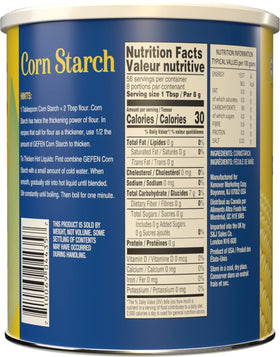 Gefen corn starch kitchen-use close-up showing fine texture ideal for baking and coating.