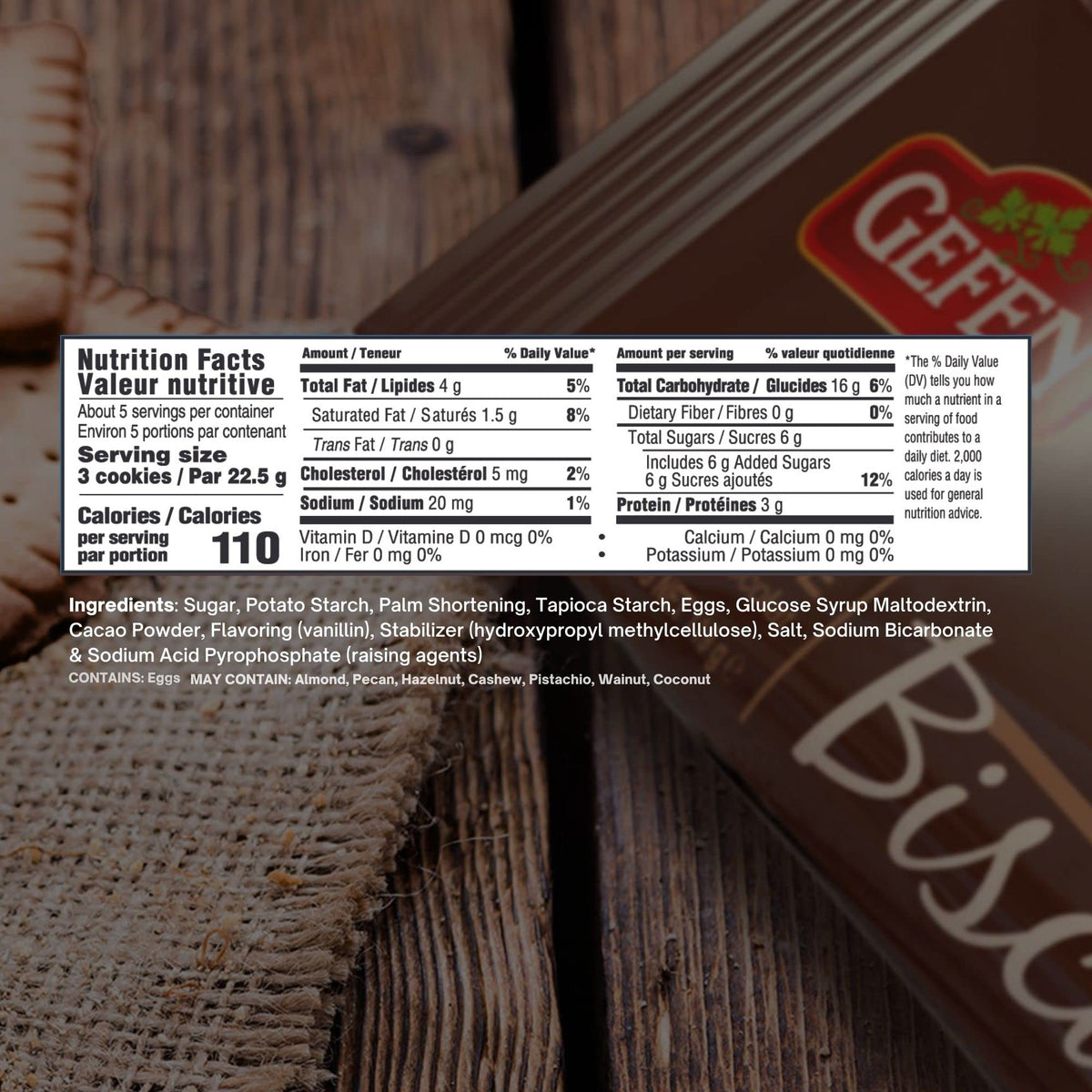 Gefen gluten-free chocolate tea biscuits crumble over desserts, versatile topping.