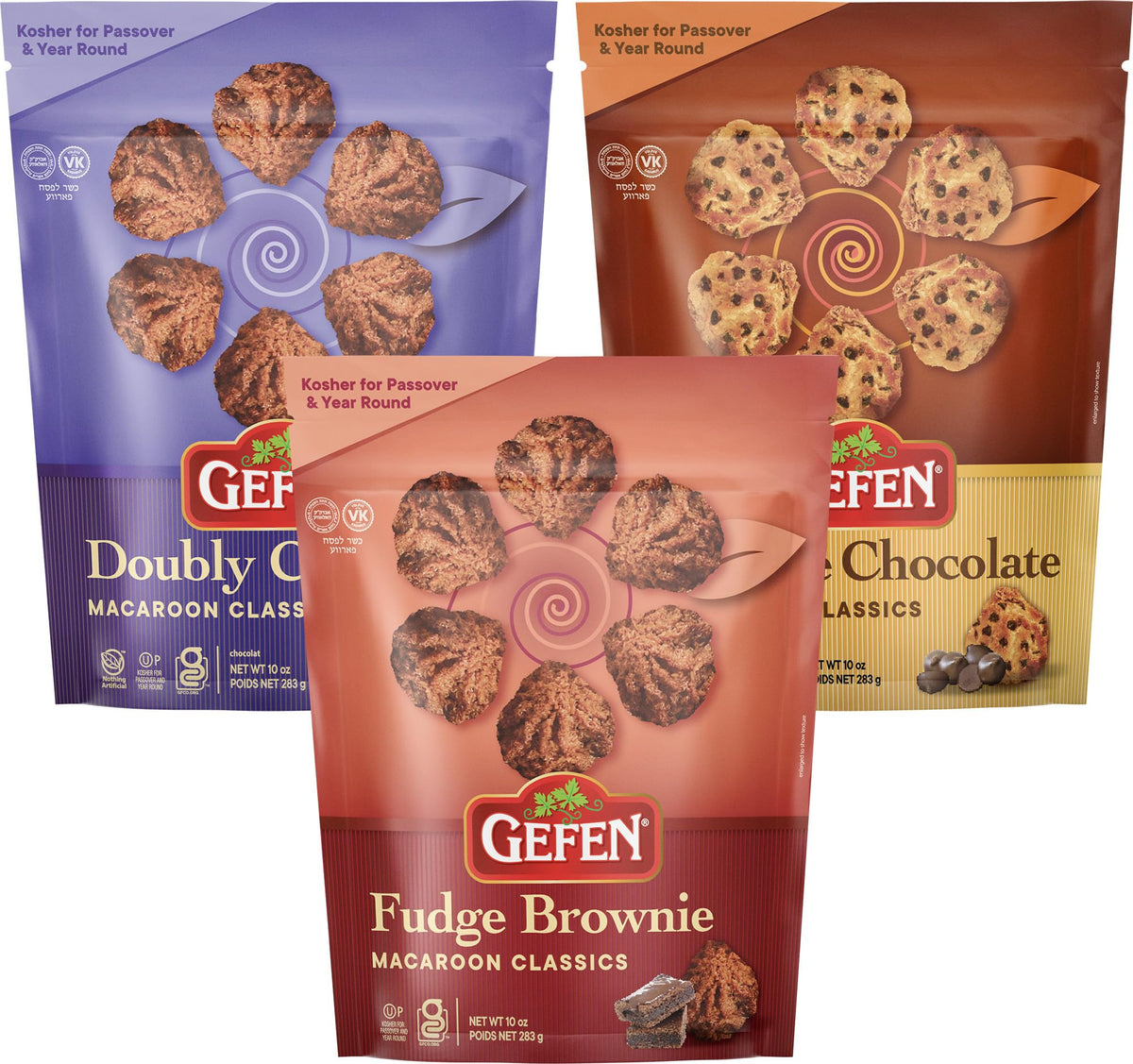 Gefen gluten free macaroons, double chocolate flavor in a resealable pack, dairy free.