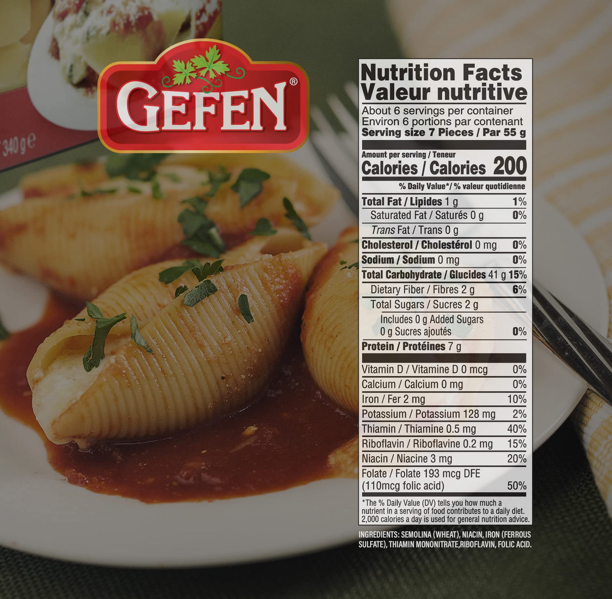 Gefen jumbo stuffed shells plate, versatile dinner idea.