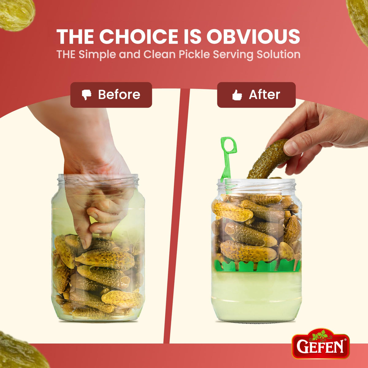 Gefen kosher-certified pickles ensure dependable quality