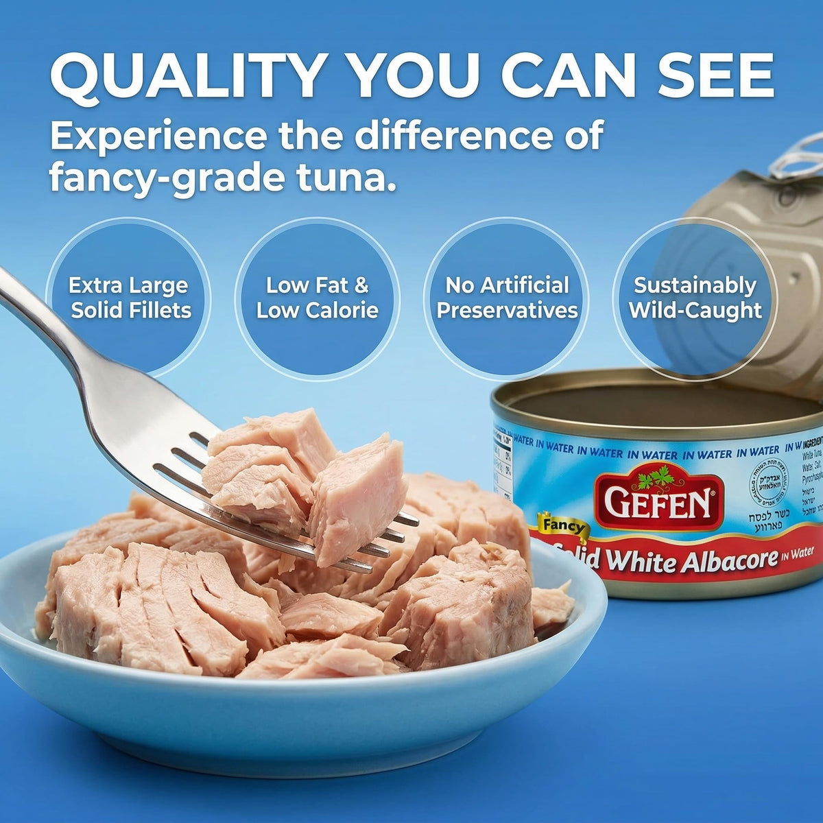 Gefen kosher for Passover six-pack front view highlights pantry-friendly packaging.
