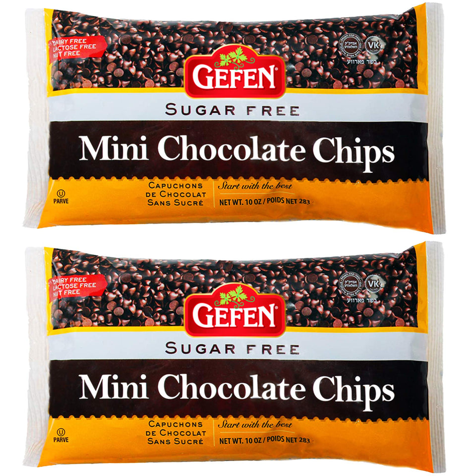 Gefen Mini Chocolate Chips pack front, ideal for dairy-free desserts.