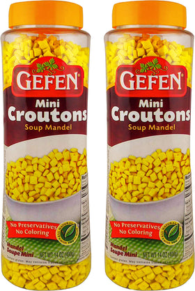 Gefen Mini Croutons Mandel on soup bowl delivering a crunchy finish