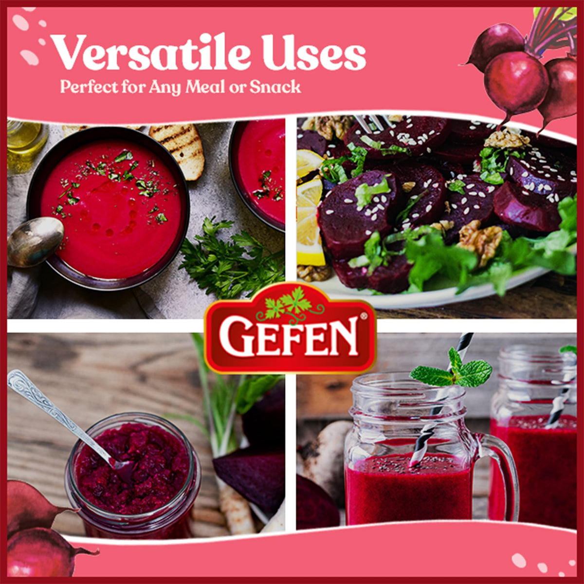 Gefen Organic Red Beets ideal for colorful salads.