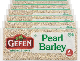 Gefen pearled barley bag on shelf, convenient pantry packaging for easy cooking