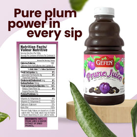 Gefen prune juice bottle on ice for a cooling beverage