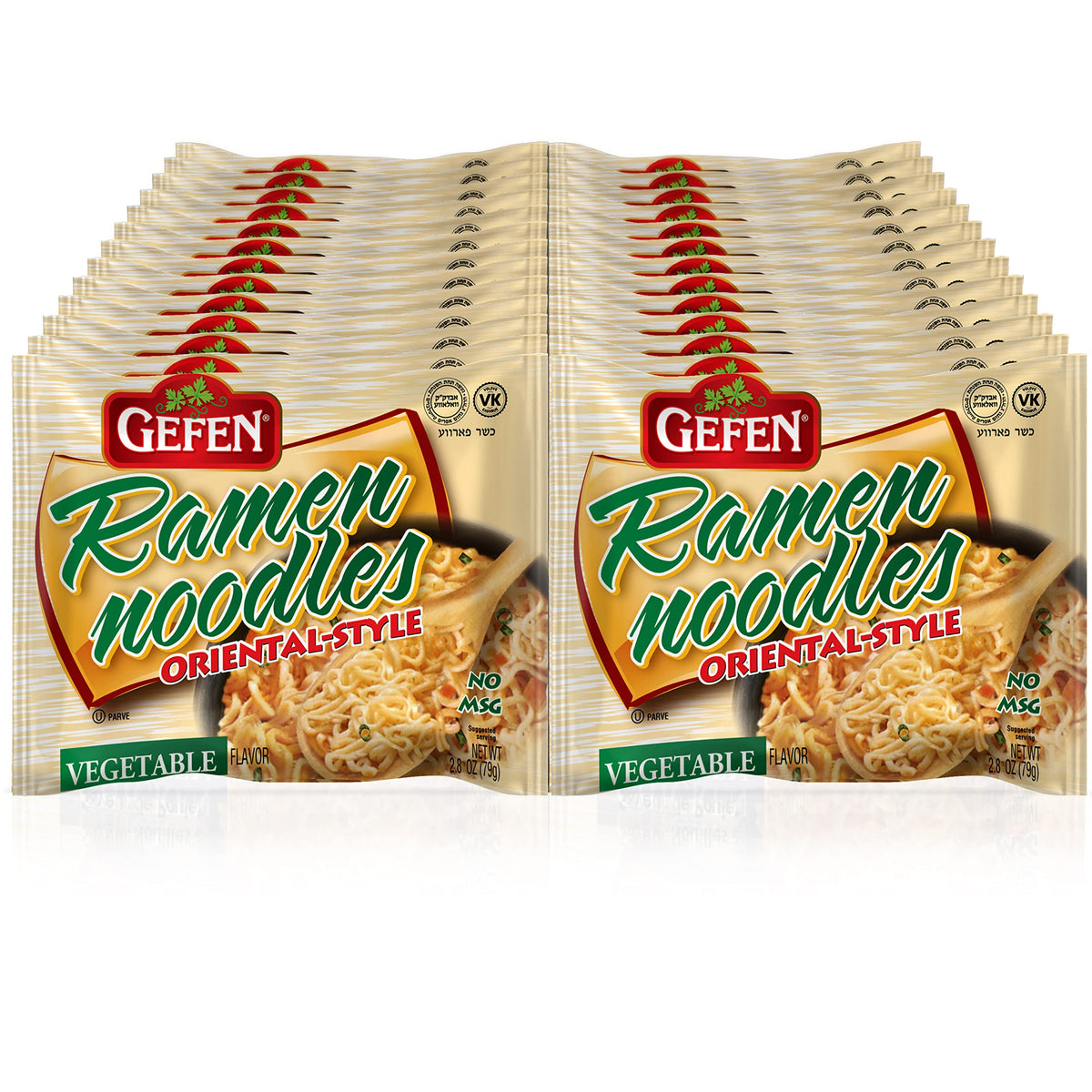 Gefen ramen vegetable flavored 3oz pack label, bulk convenience for family meals.