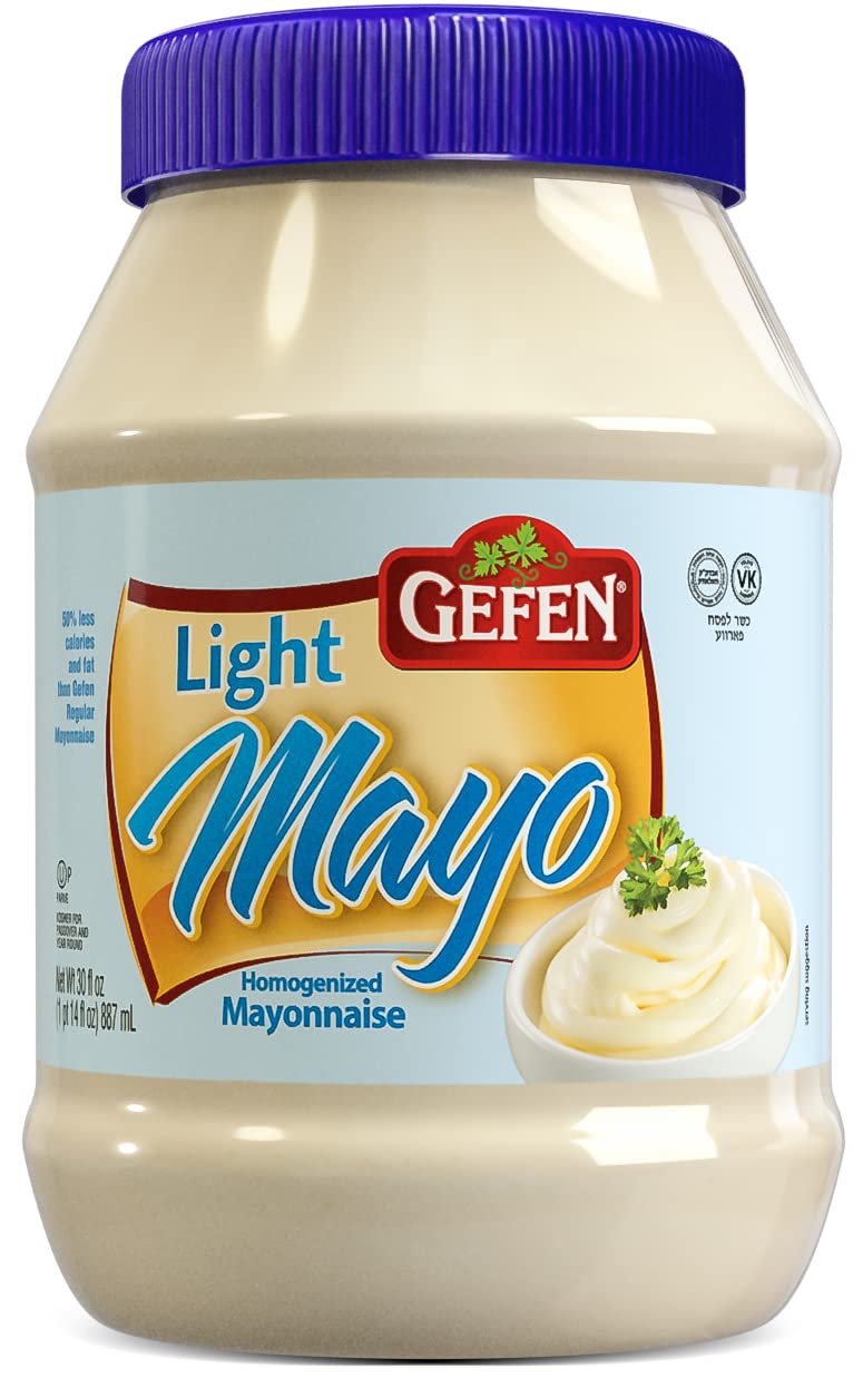 Gefen Light Mayo bottle pour highlights smooth, creamy texture for sandwiches