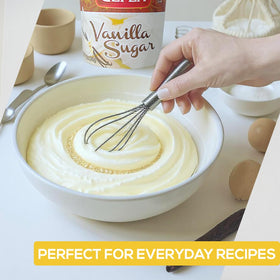 Gefen Vanilla Sugar resealable container preserves freshness between bakes.