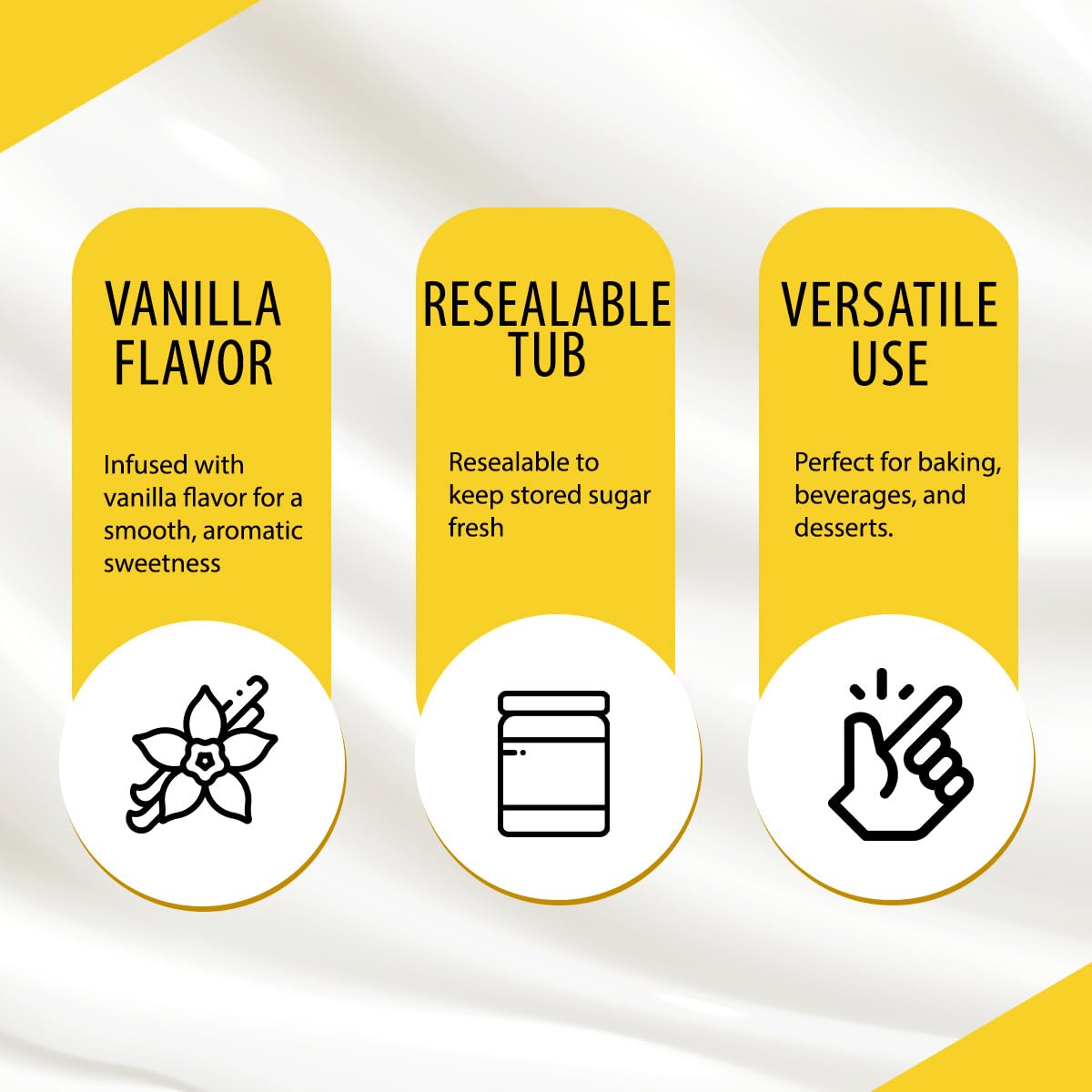Gefen Vanilla Sugar aroma enhances desserts and pastries with vanilla notes.