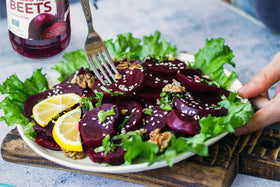 Gefen pickled beets as a salad topper for tangy crunch