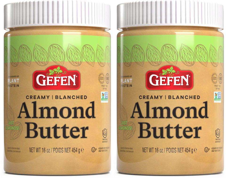 Gefen Pure Blanched Almond Butter jar 2-pack, smooth and creamy spread