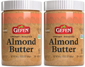 Gefen Pure Roasted Almond Butter jar, creamy texture ideal for spreads and baking.