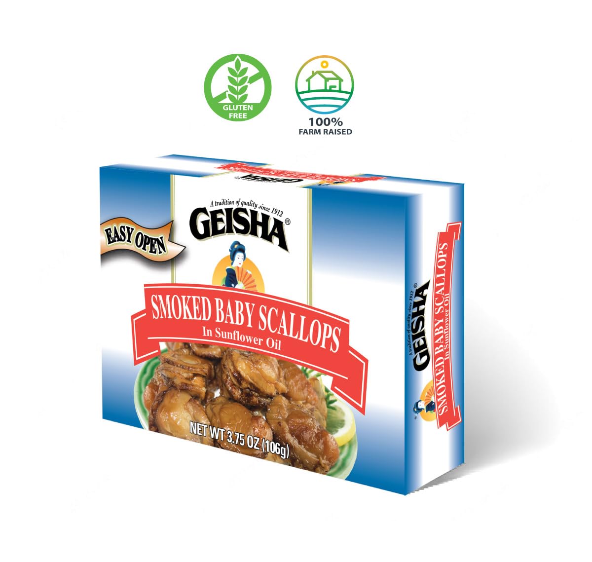 Geisha farm-raised baby scallops—sustainably sourced protein for meals.