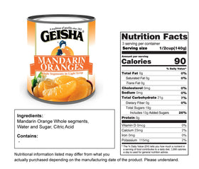 GEISHA Mandarin Oranges open can with juicy segments ready to eat.