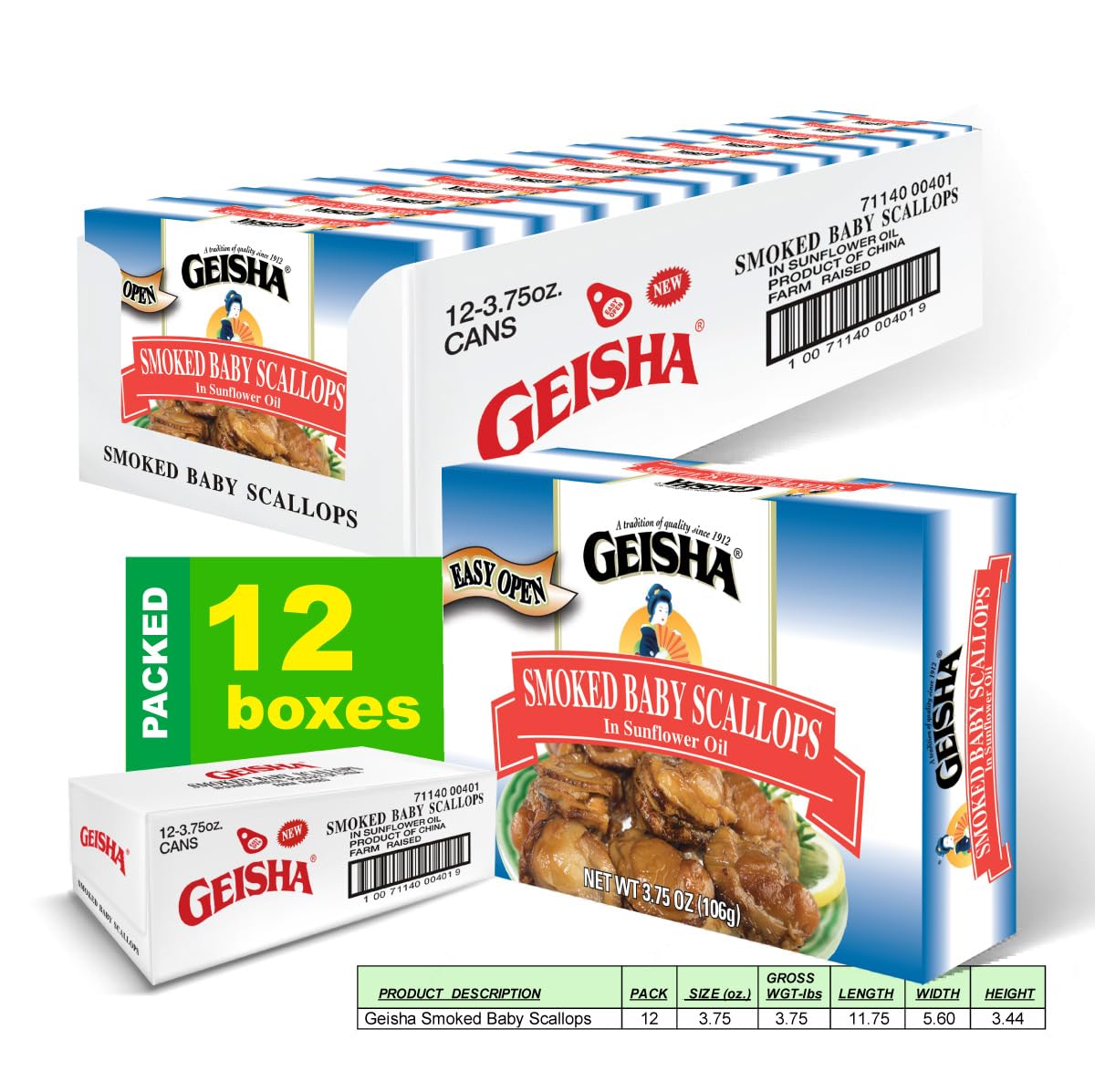 Geisha zero trans fat scallops—lighter seafood option for healthy menus.
