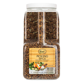 Gel Spice bulk pickling spice jar enhances bold flavor for homemade pickles and corned beef.