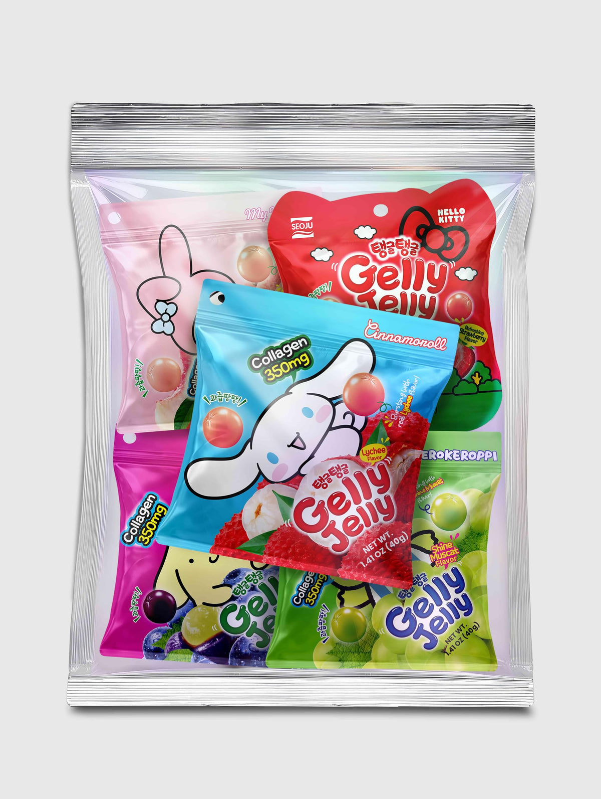Gelly Jelly 5-flavor variety pack, convenient for sharing