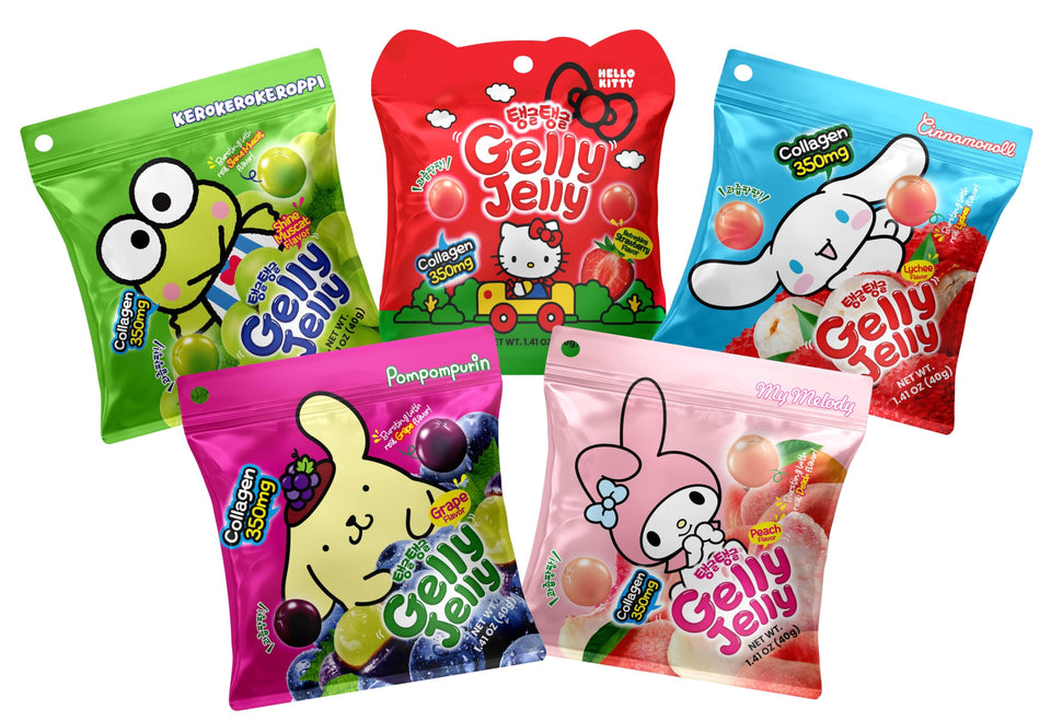 Gelly Jelly fruit gummy snack pack front with bright colors for on-the-go fun