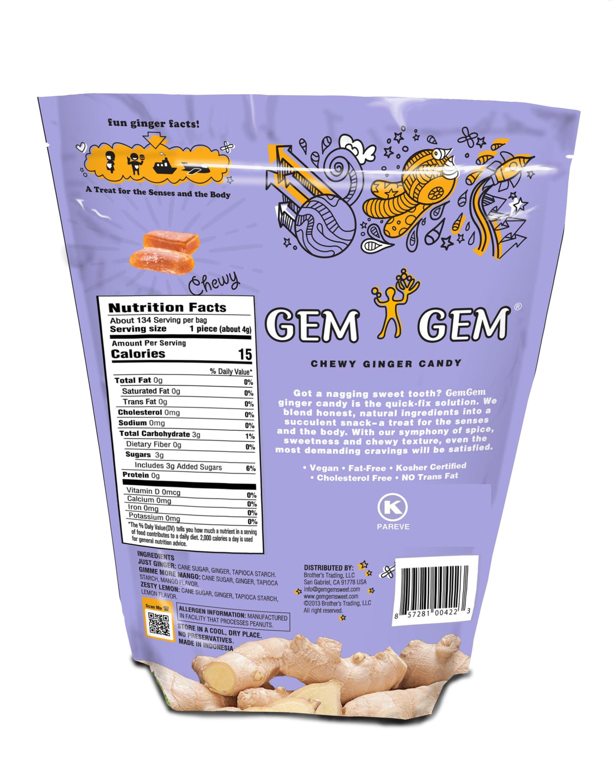 Gem Gem Ginger Candy assorted flavors pack, ideal for travel relief