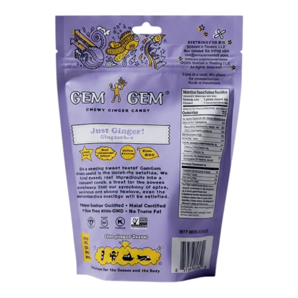 Gem Gem Ginger Candy Chews chewy texture close-up, ideal travel snack for tummy comfort