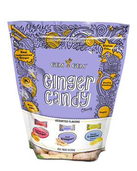 Gem Gem Ginger Candy Chewy Ginger Chews in 19oz jar, soothing nausea
