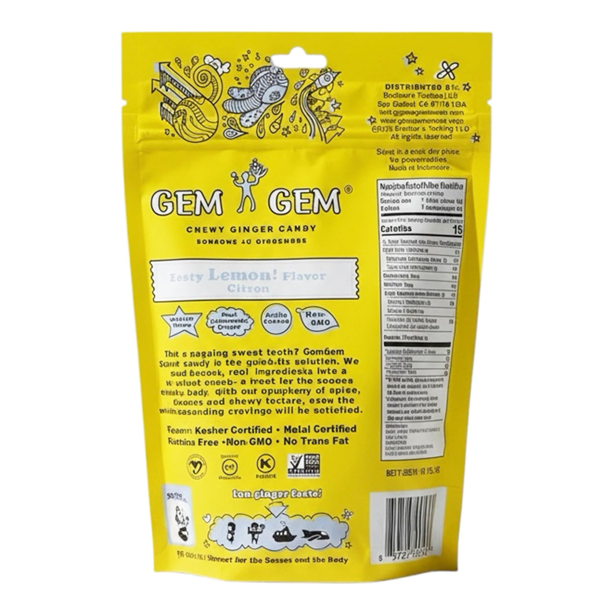 Gem Gem Ginger Candy closeup shows chewy texture and real ginger flavor