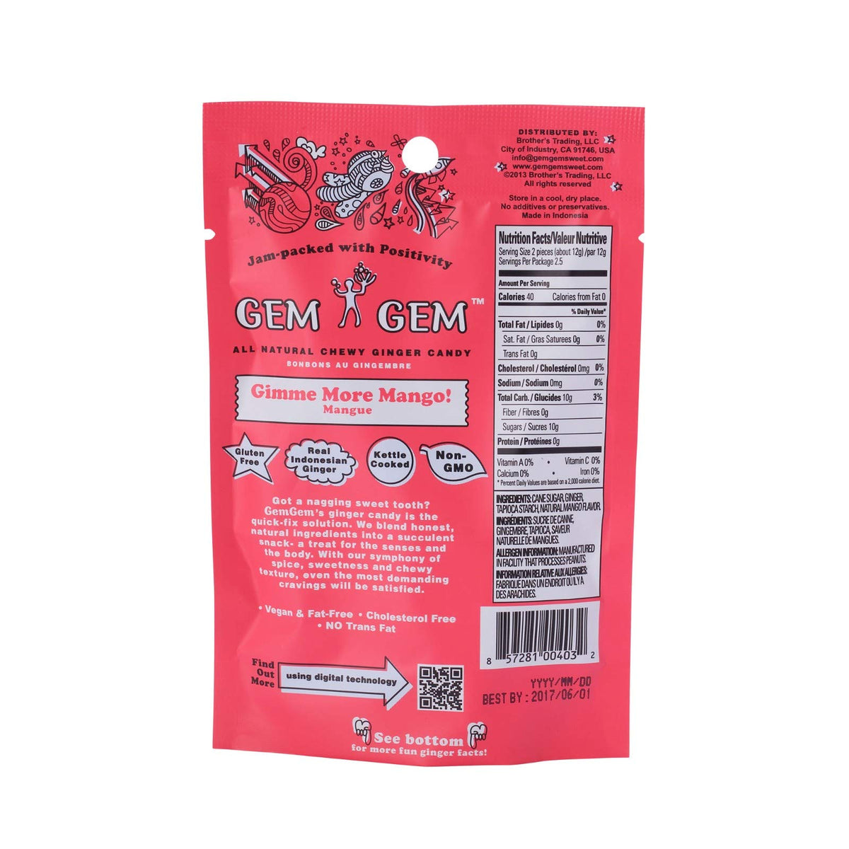 Fresh ginger root beside Gem Gem candy for authenticity