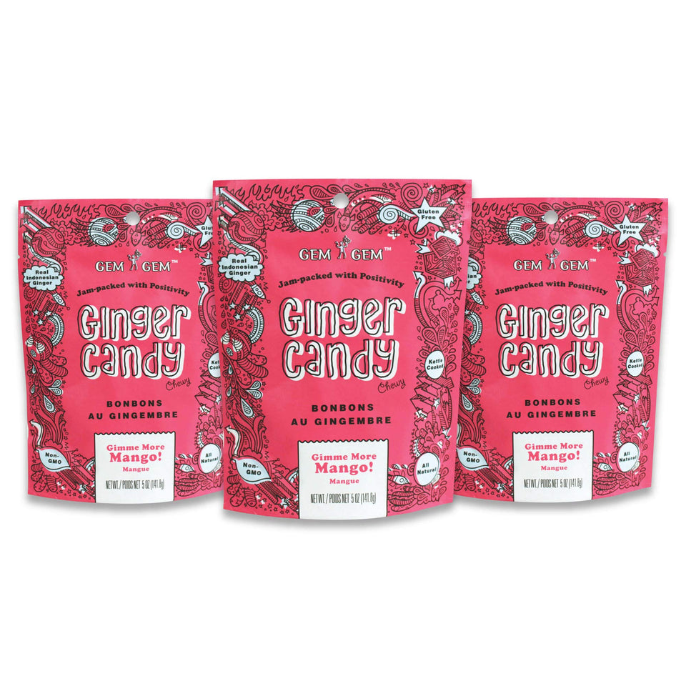 Gem Gem Ginger Candy 3-pack for travel snacking and sharing