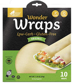 General Nature Wonder Wraps Original pack front showing 10 keto tortillas for quick meals.