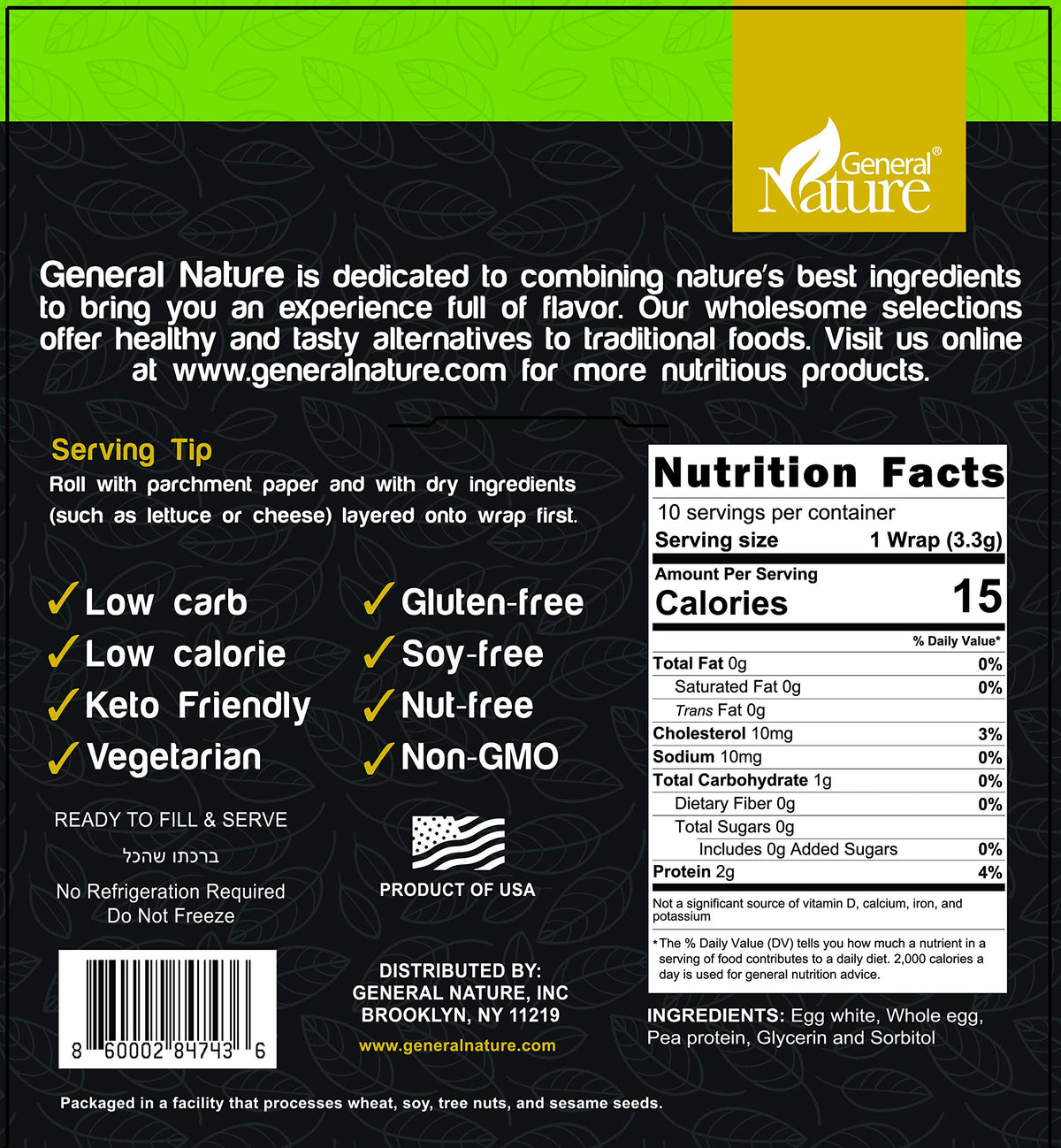 General Nature Wonder Wraps Original pack open, ready for burrito fillings.