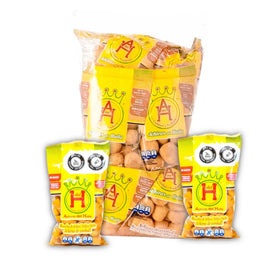 Generic Achiras del Huila 12-pack bags show gluten-free crunchy Colombian snacks.