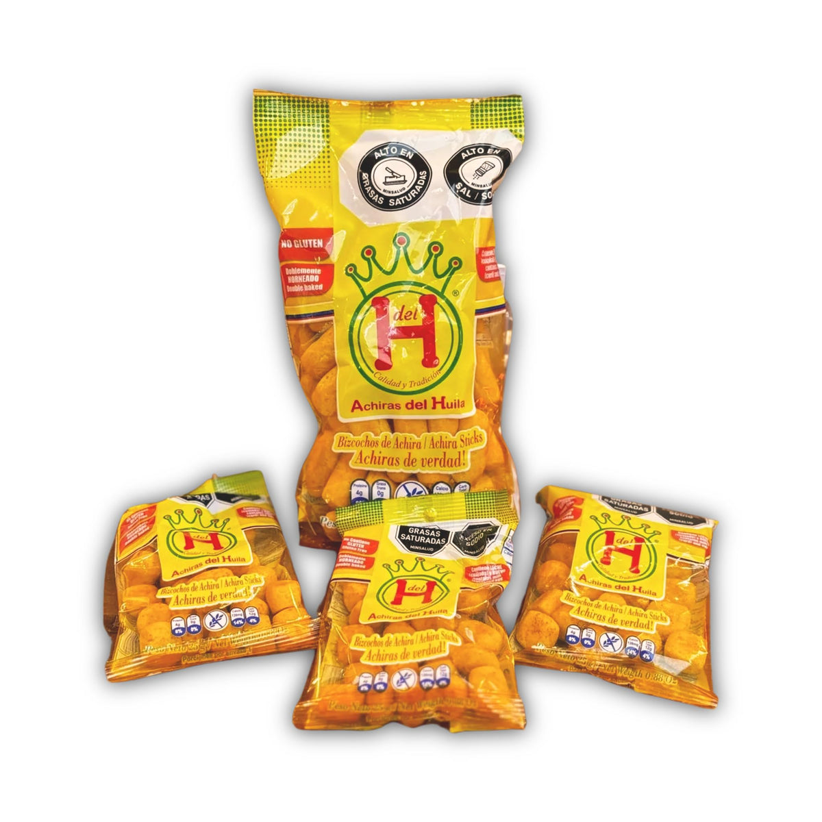 Generic Achiras del Huila cheese-flavored biscuits close-up, ideal snack.