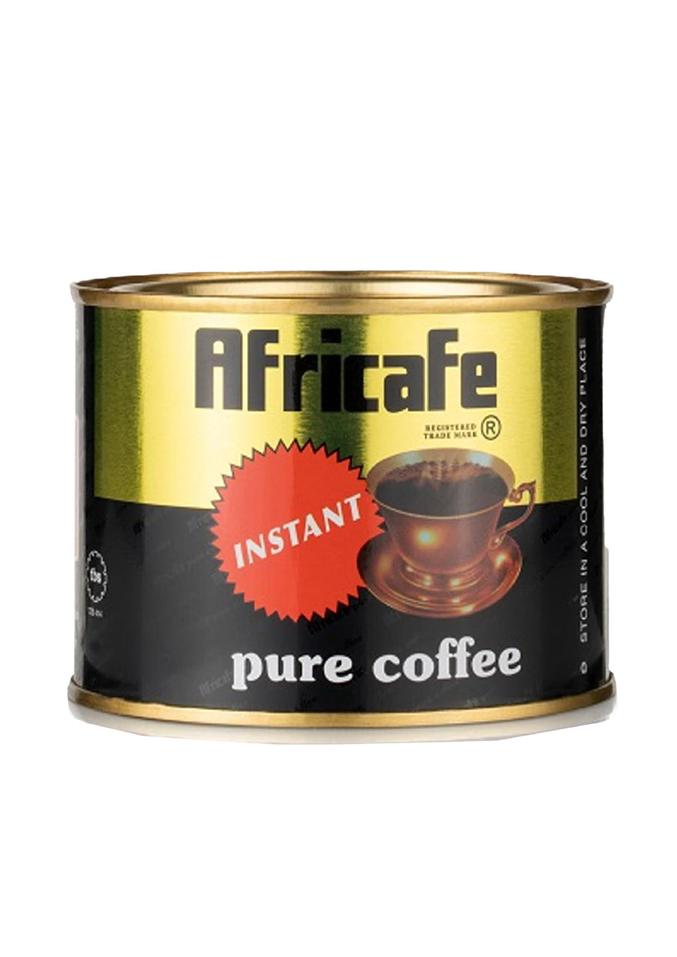 Generic Africafe Organic Instant Coffee Tanzania Can Front, bold aroma for quick mornings.