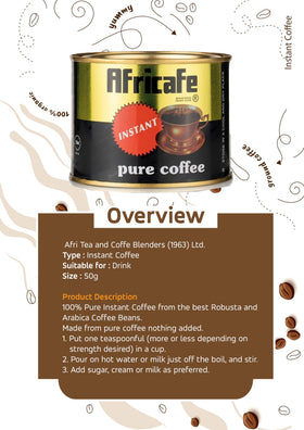 Generic Africafe Coffee Beans showing Robusta and Arabica blend potential.