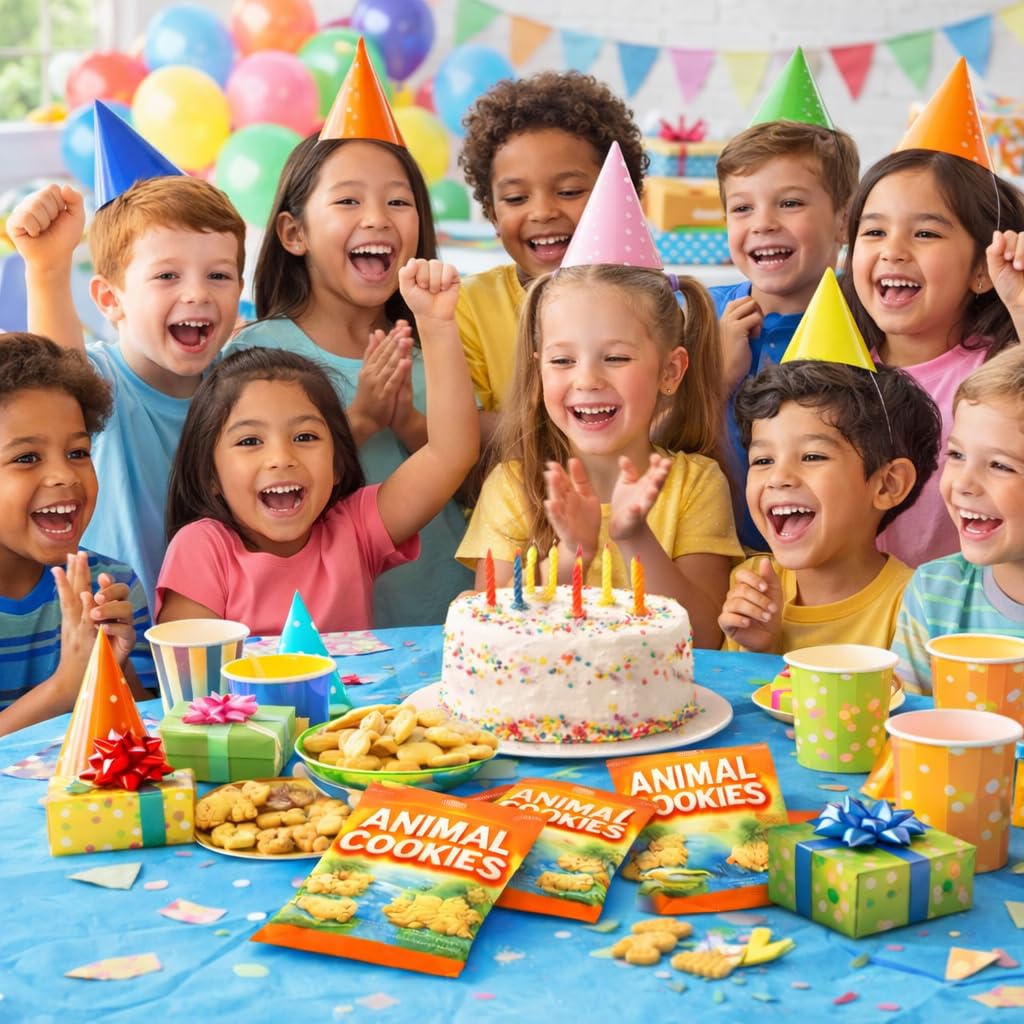 Generic Animal Crackers party-favor snack setup for events.
