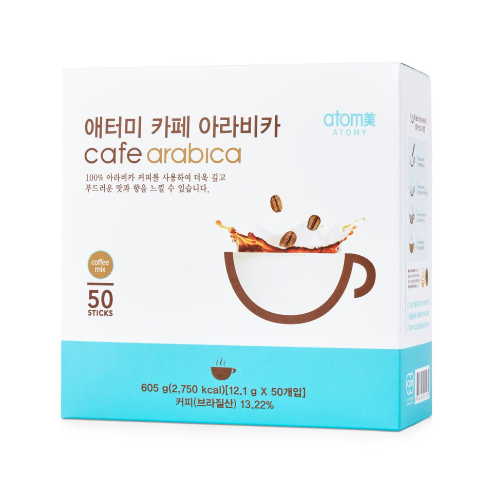Generic Atomy arabica instant coffee stick packaging highlights premium convenience and freshness.
