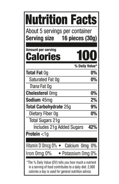 Generic two-bag display on shelf encourages easy gifting or snack planning.