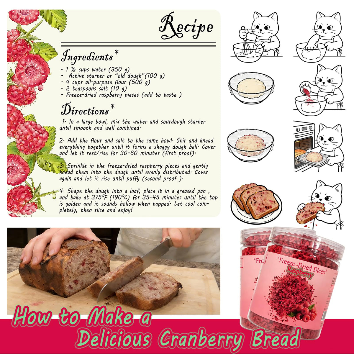 Generic baking raspberry crumbles bowl with pink-red color for desserts