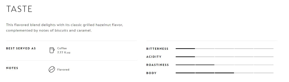 Generic Barista Creations European Version Hazelnut pods offer smooth roast and aromatic crema